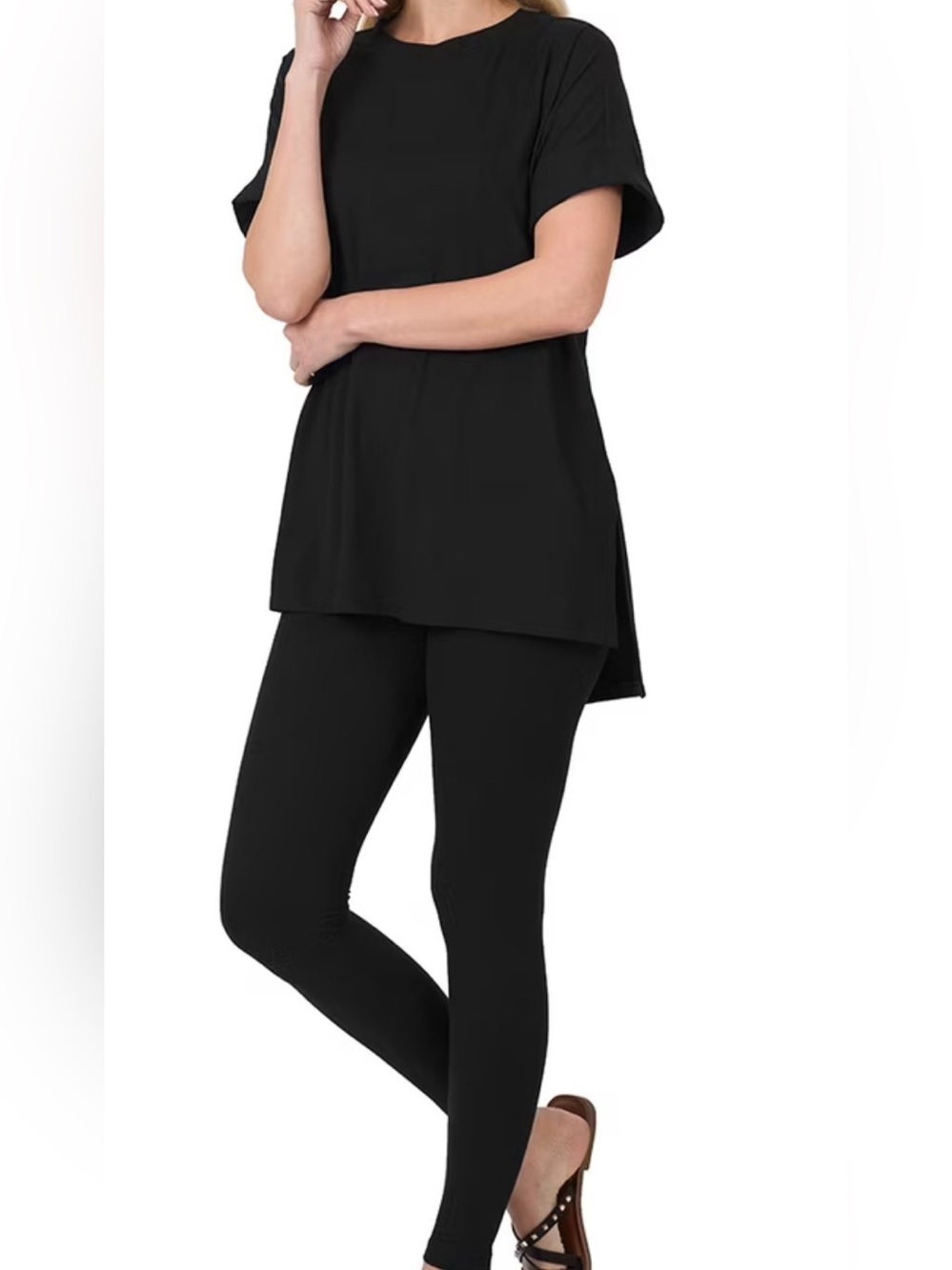 Zenana Women's Black Pull-On Leggings with Matching Top